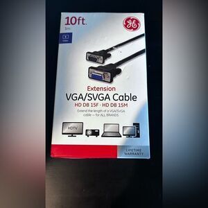 GE 10 ft. VGA SVGA Cable, Extension Cable